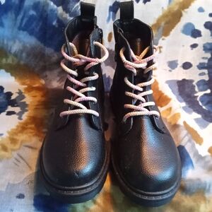 Kids "Doc Martin Style" Boots with Multicolor Laces